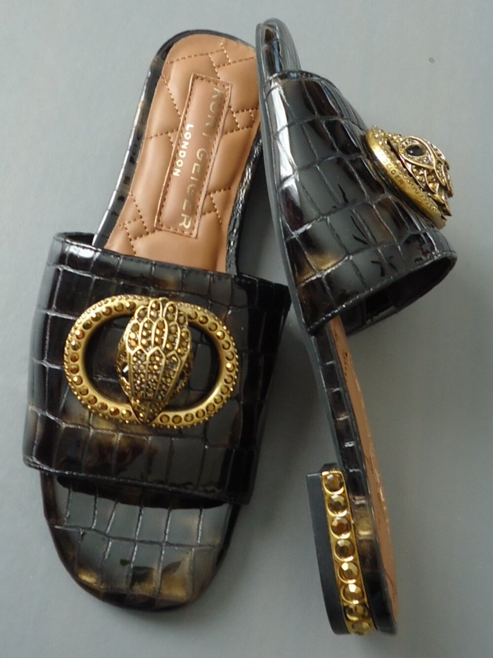 SIZE 36.5. Kurt Geiger London leather slide sandals.